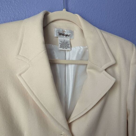 Women's Worthington Blazer 100% Pure Wool Ivory Cream 8 Padded Shoulder Button - Picture 5 of 10